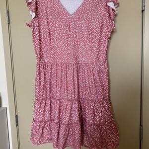 Pink polka dot tiered/ruffle dress